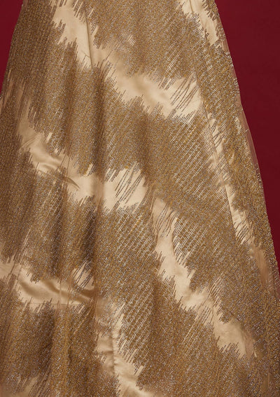 Gold Glitter Net Designer Gown - Koskii