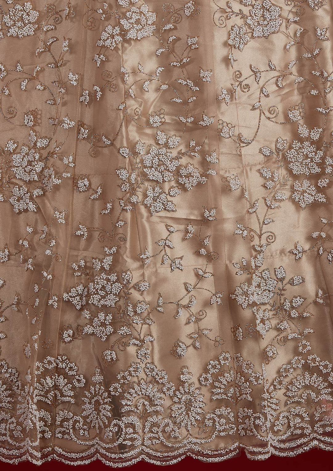 Gold Glitter Net Designer Semi-Stitched Lehenga - koskii