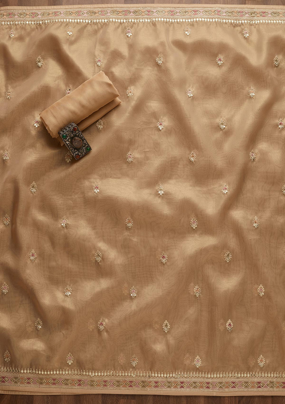 Gold Gotapatti Georgette Unstitched Salwar Suit-Koskii