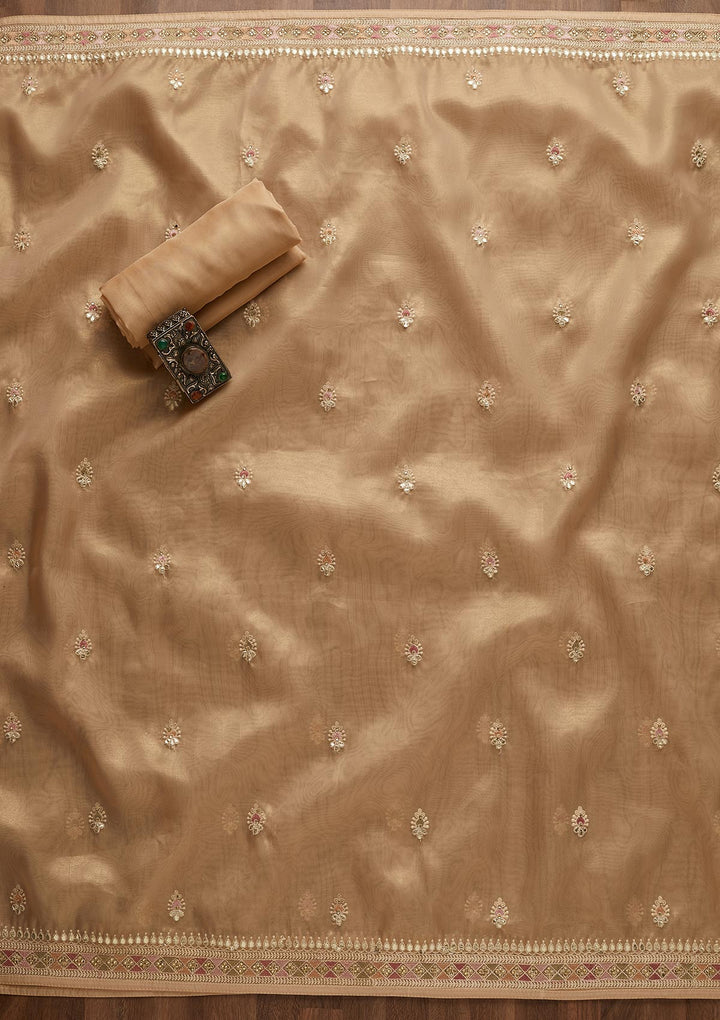 Gold Gotapatti Georgette Unstitched Salwar Suit-Koskii