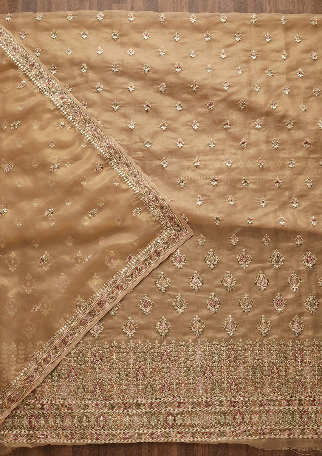 Gold Gotapatti Georgette Unstitched Salwar Suit-Koskii