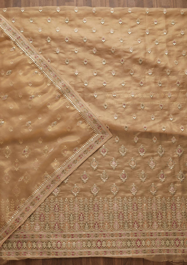 Gold Gotapatti Georgette Unstitched Salwar Suit-Koskii