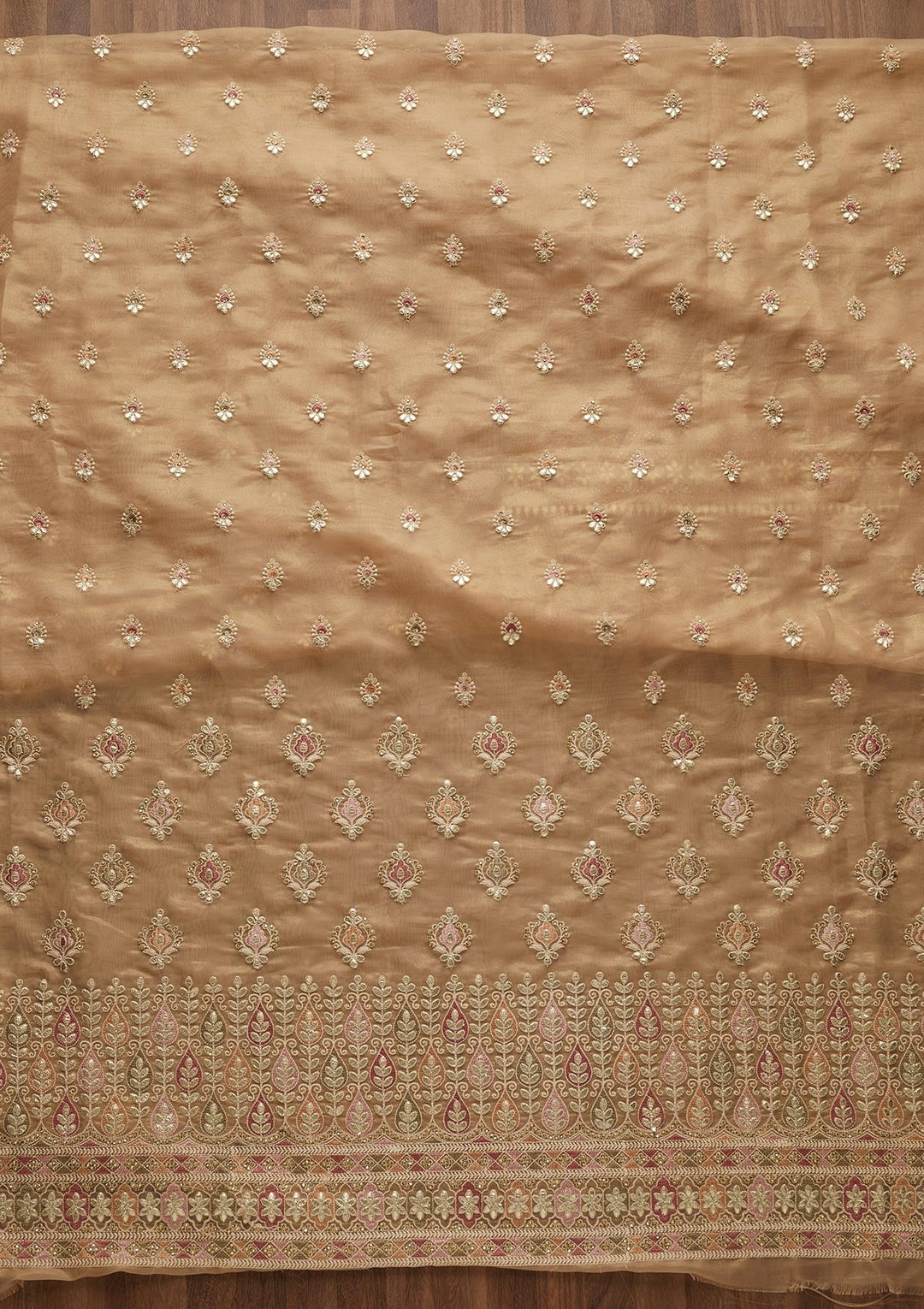 Gold Gotapatti Georgette Unstitched Salwar Suit-Koskii