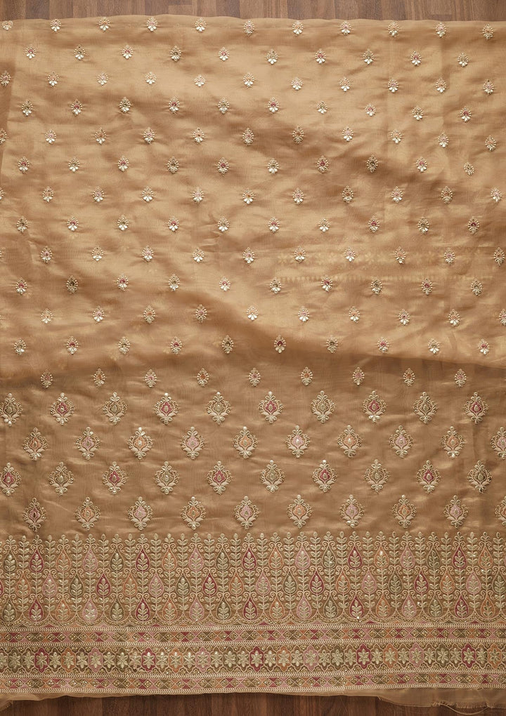 Gold Gotapatti Georgette Unstitched Salwar Suit-Koskii