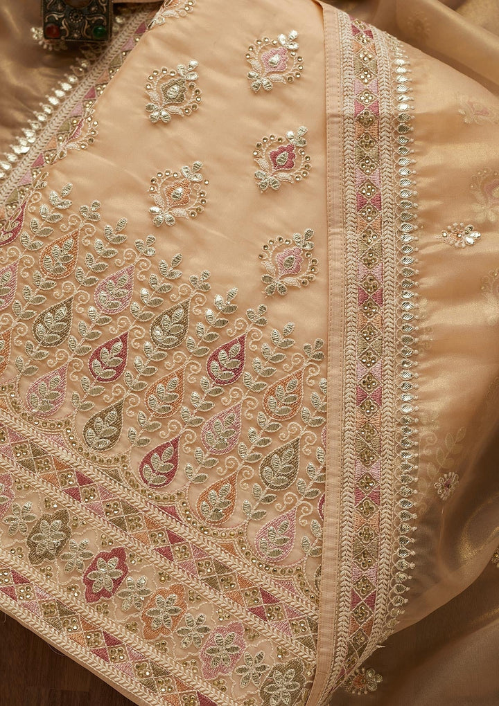 Gold Gotapatti Georgette Unstitched Salwar Suit-Koskii