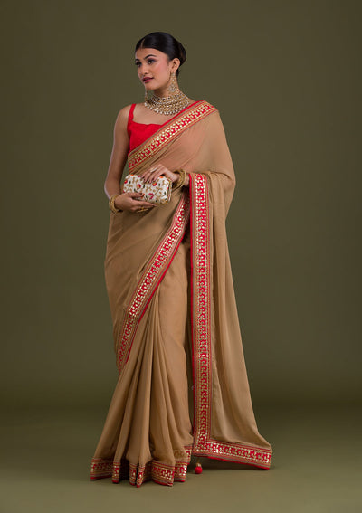 Gold Gotapatti Georgette Saree-Koskii