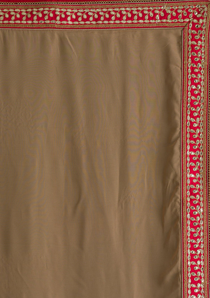 Gold Gotapatti Georgette Unstitched Saree-Koskii