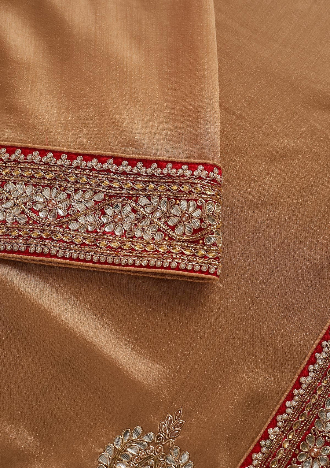 Gold Gotapatti Raw Silk Designer Saree - koskii