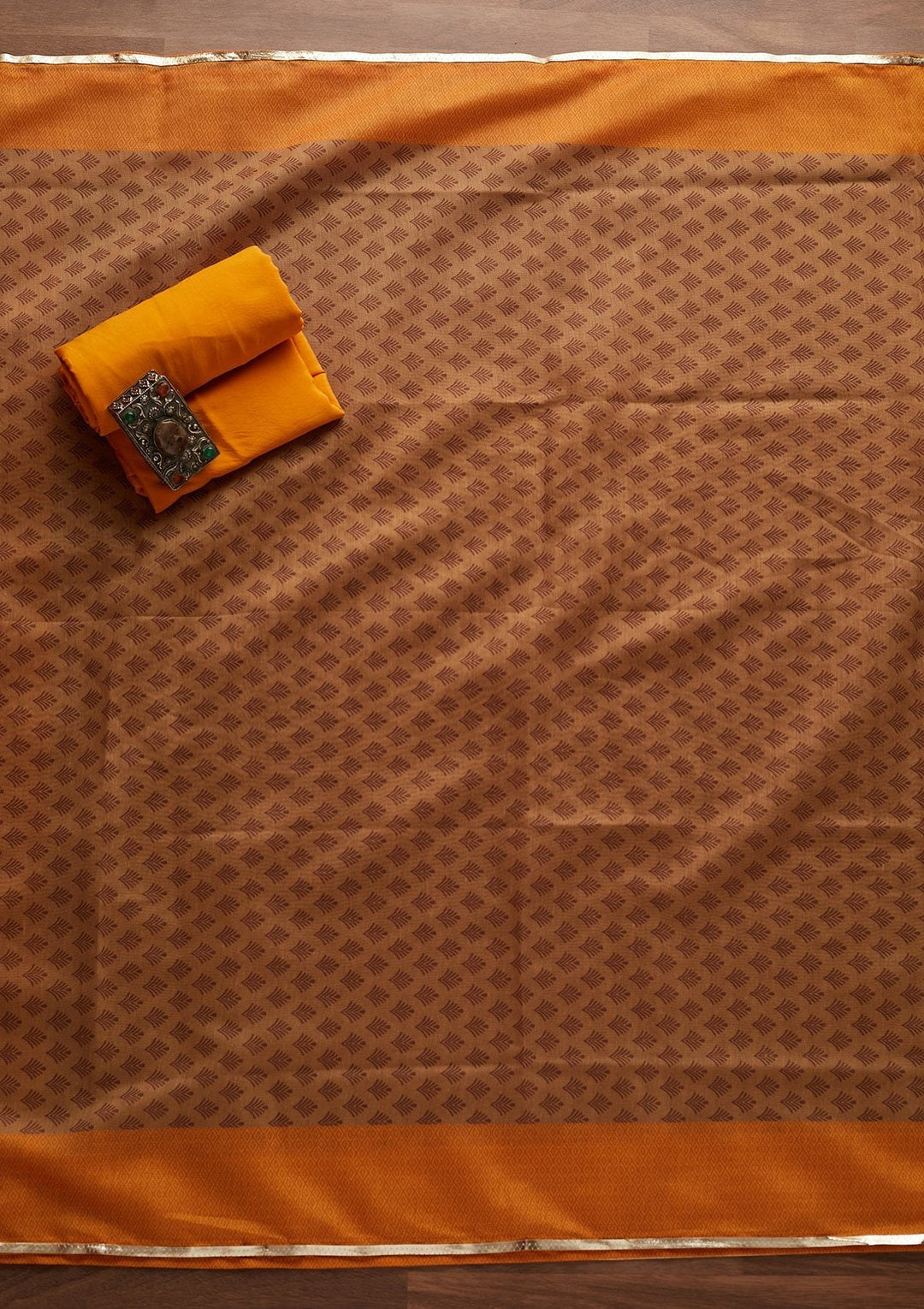 Gold Gotapatti Semi Crepe Designer Unstitched Salwar Suit - Koskii