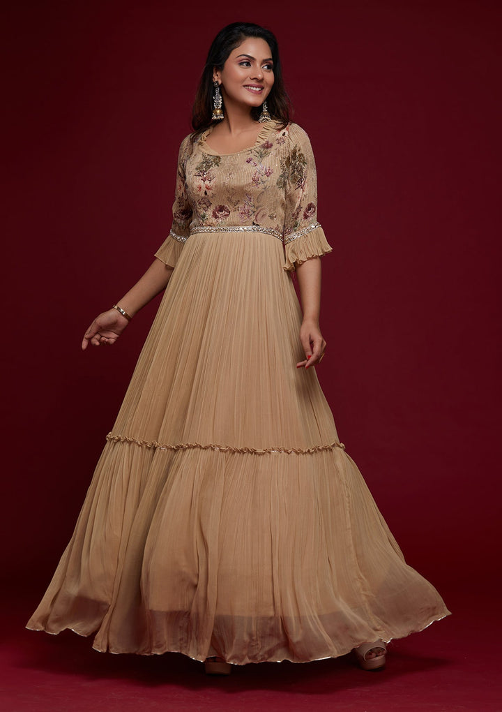 Gold Mirrorwork Georgette Designer Salwar Suit - Koskii