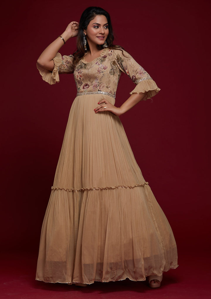 Gold Mirrorwork Georgette Designer Salwar Suit - Koskii