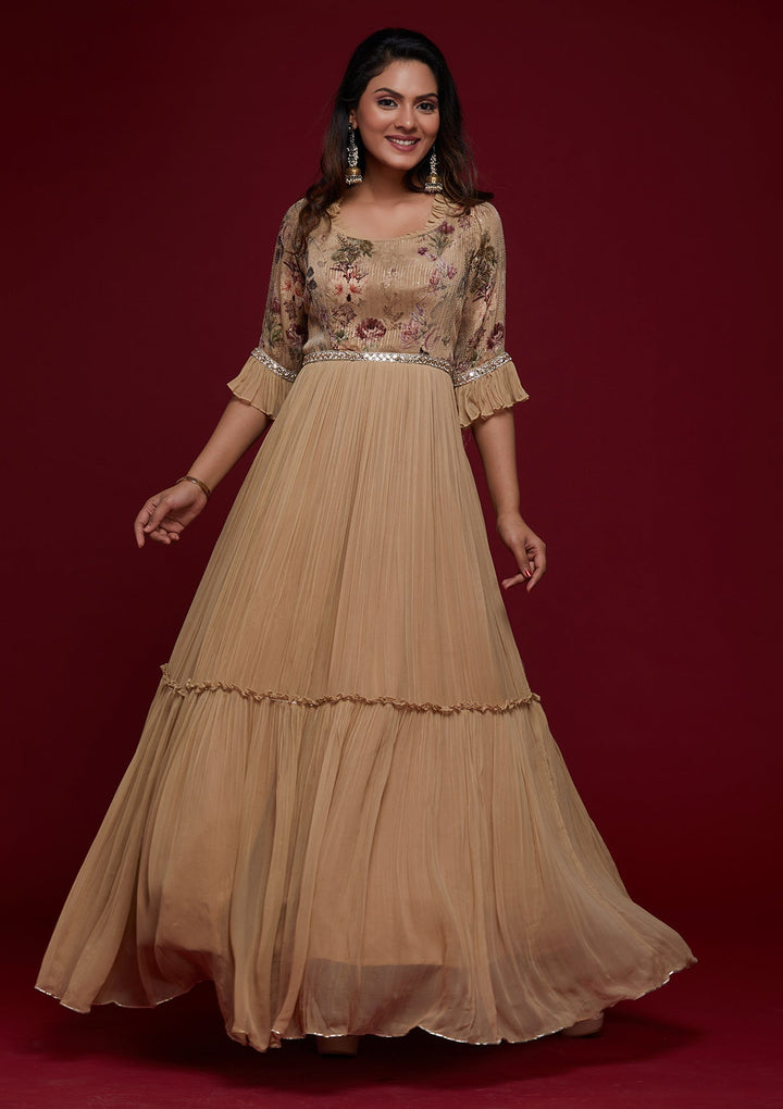 Gold Mirrorwork Georgette Designer Salwar Suit - Koskii