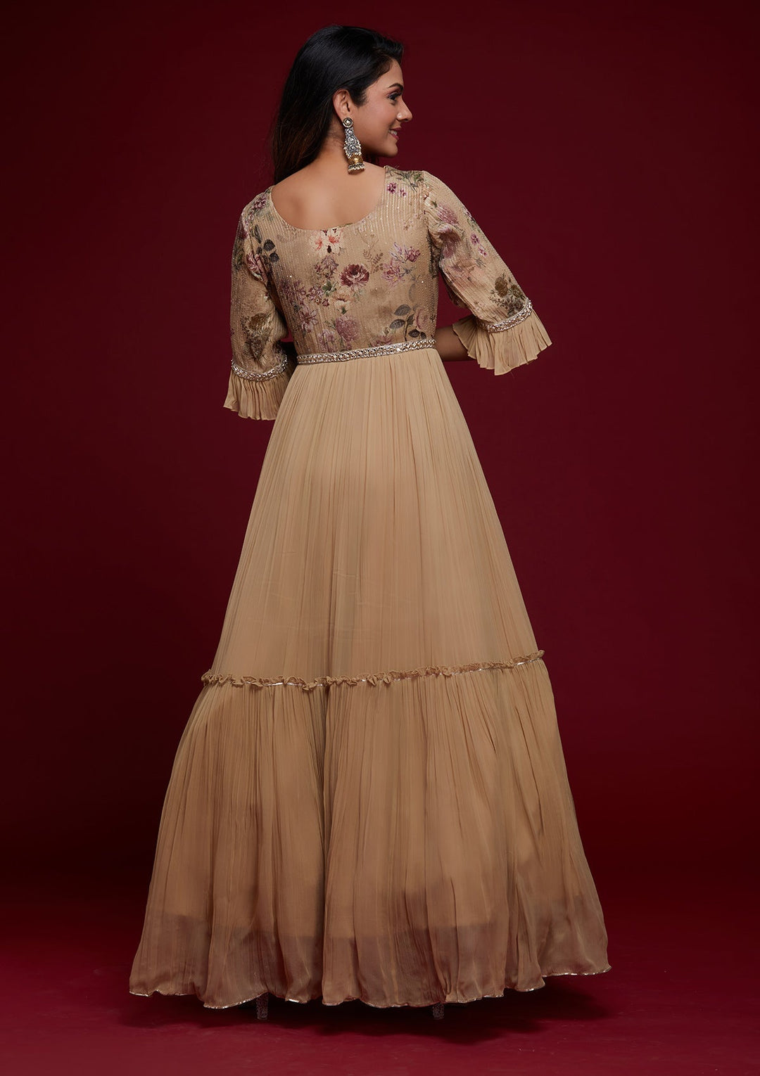 Gold Mirrorwork Georgette Designer Salwar Suit - Koskii