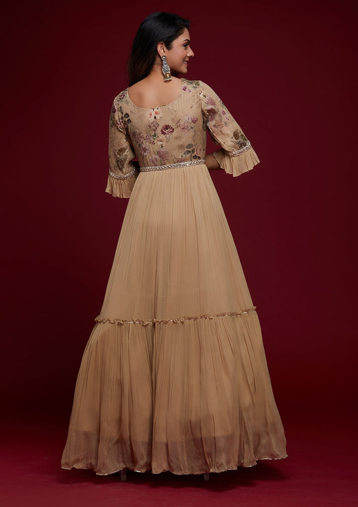 Gold Mirrorwork Georgette Designer Salwar Suit - Koskii