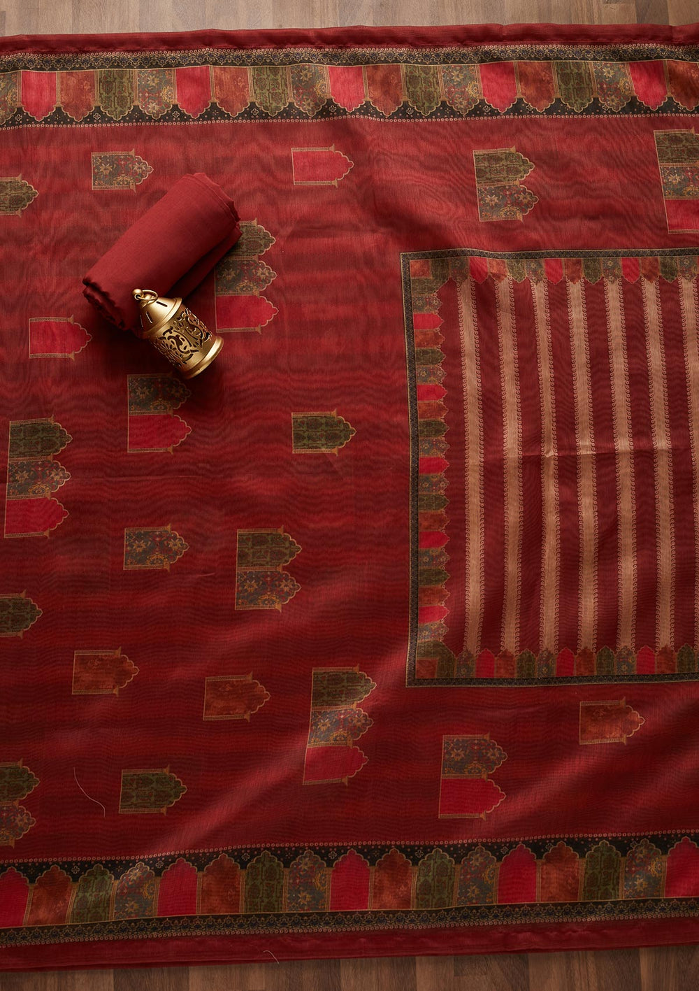 Maroon Sequins Chanderi Designer Unstitched Salwar Suit - Koskii