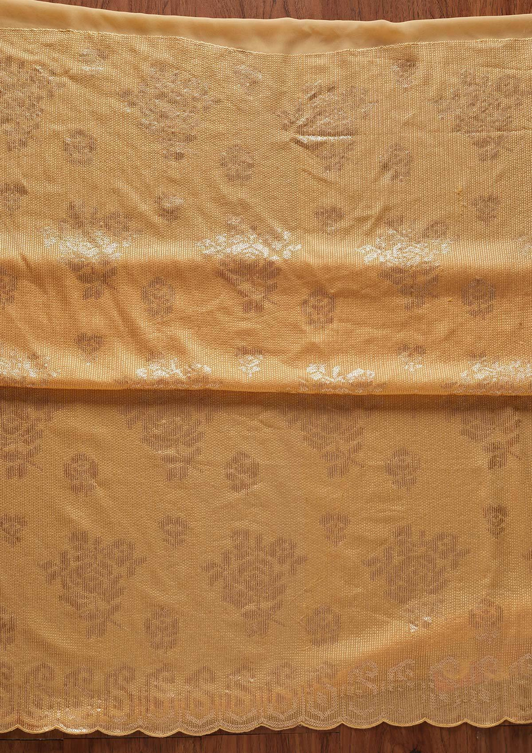 Gold Sequins Georgette Designer Unstitched Salwar Suit - koskii
