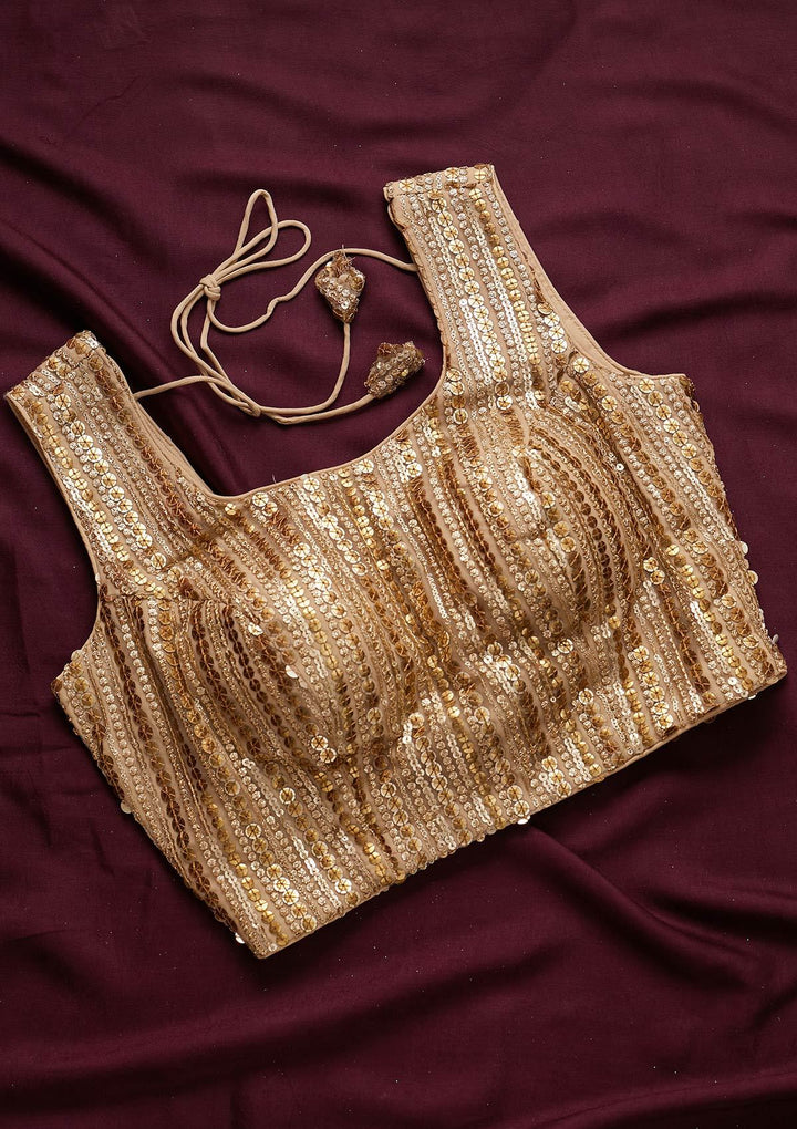 Gold Sequins Net Designer Blouse - koskii