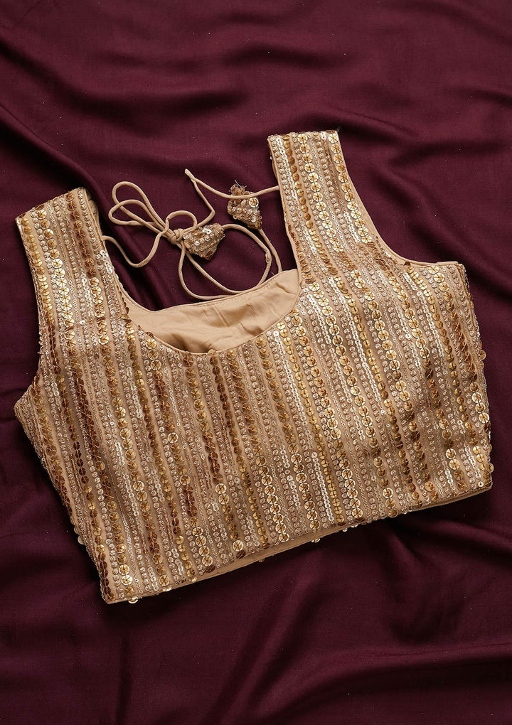 Gold Sequins Net Designer Blouse - koskii