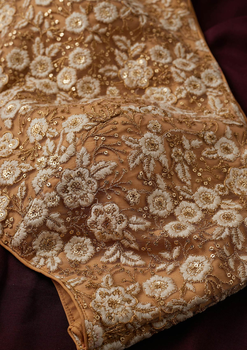 Gold Sequins Net Designer Blouse - koskii