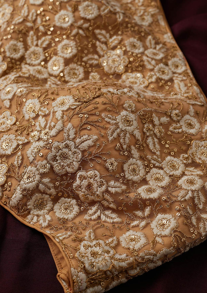 Gold Sequins Net Designer Blouse - koskii