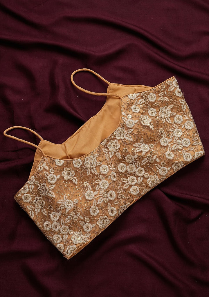 Gold Sequins Net Designer Blouse - koskii