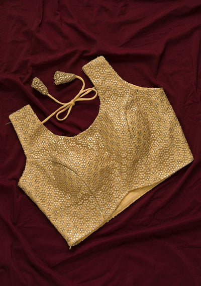Gold Sequins Net Blouse-Koskii