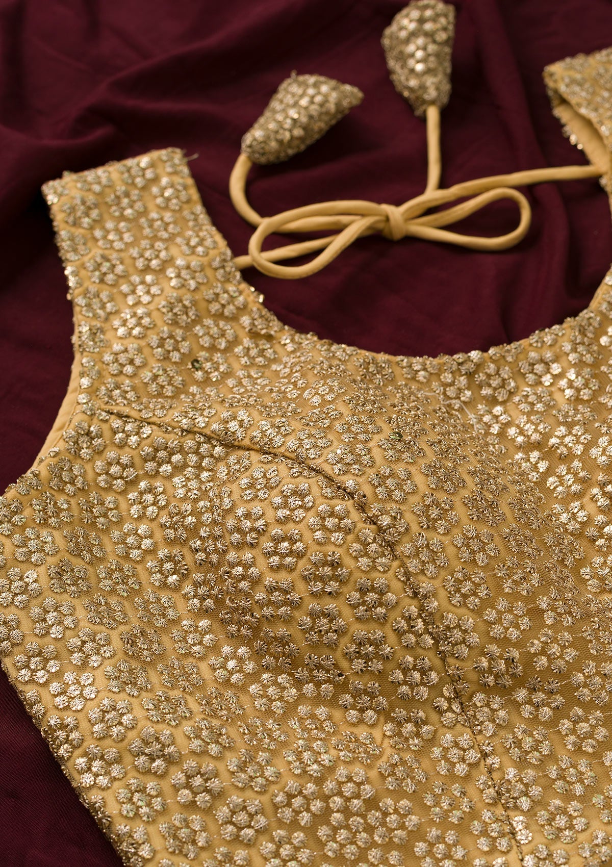 Gold Sequins Net Blouse-Koskii
