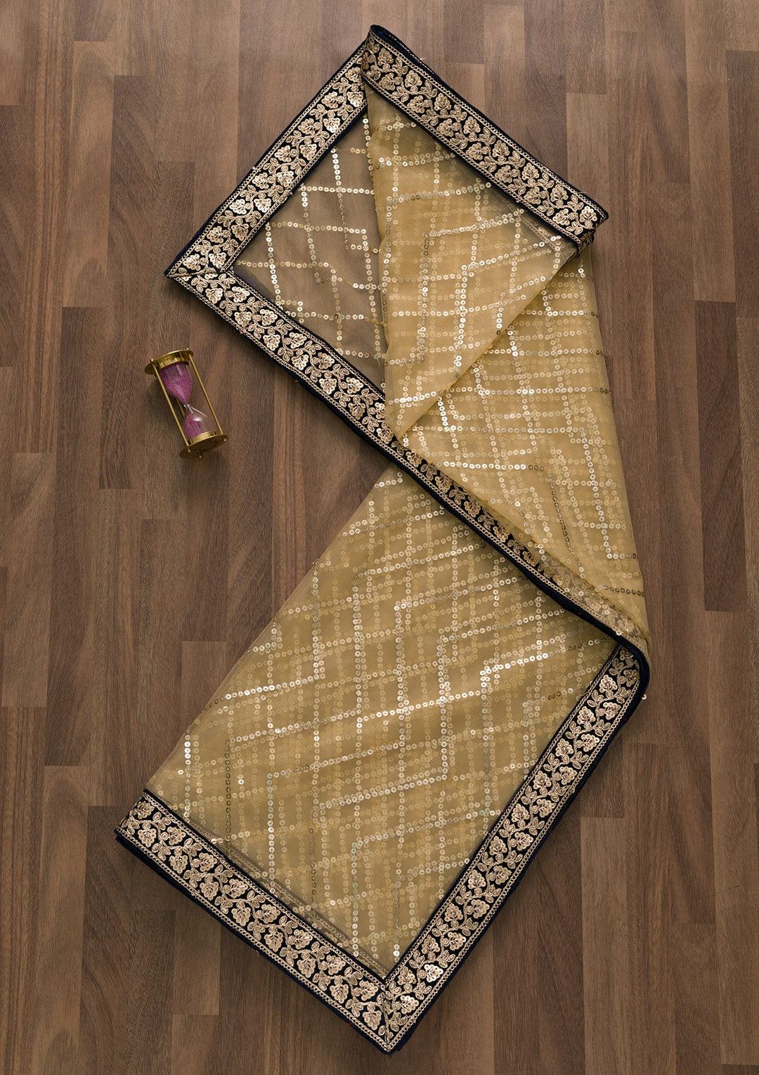Gold Sequins Net Dupatta-Koskii