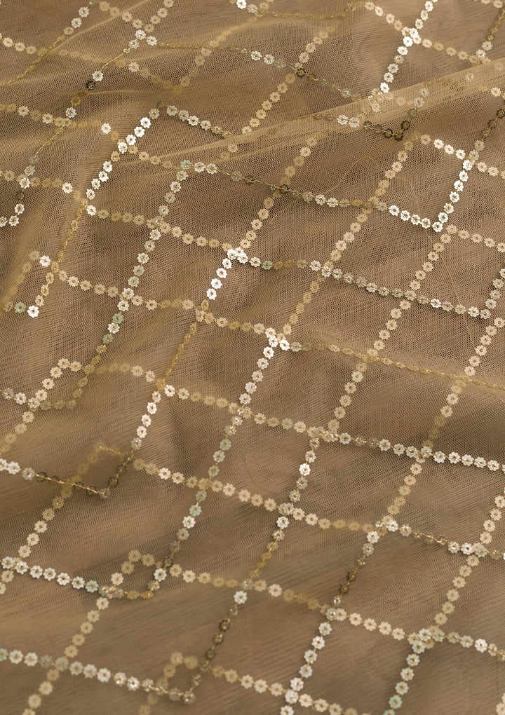 Gold Sequins Net Dupatta-Koskii
