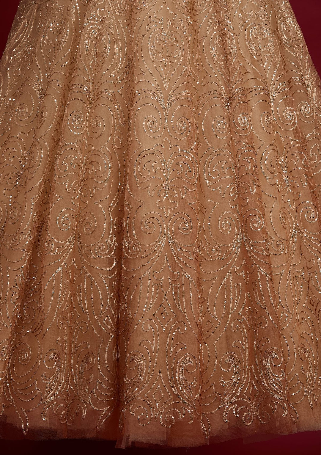 Gold Sequins Net Designer Lehenga - koskii