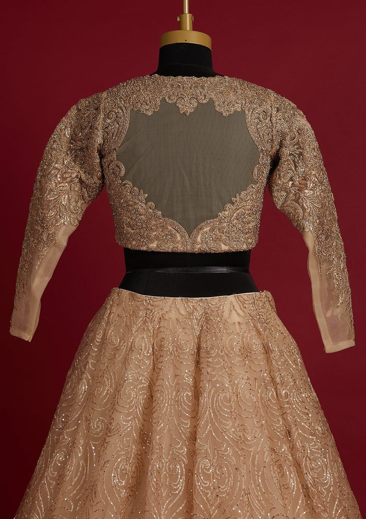 Gold Sequins Net Designer Lehenga - koskii