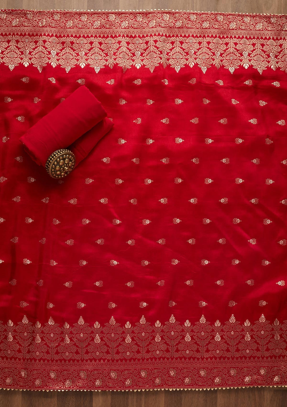 Gold Sequins Semi Crepe Unstitched Salwar Suit-Koskii