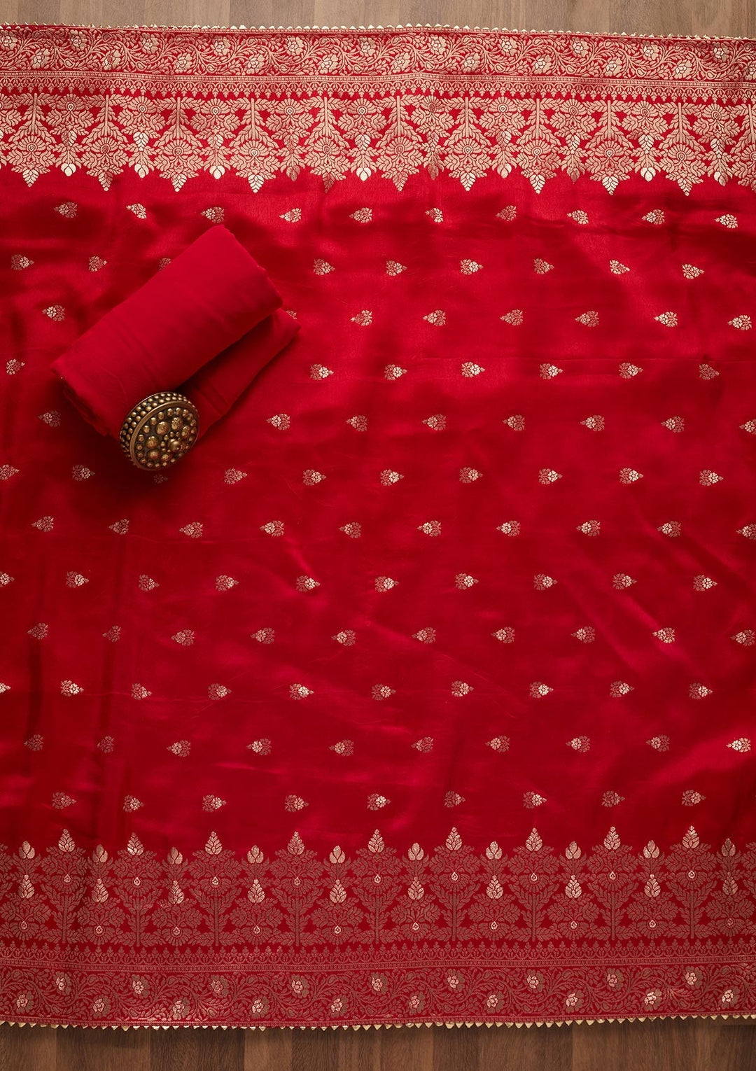 Gold Sequins Semi Crepe Unstitched Salwar Suit-Koskii