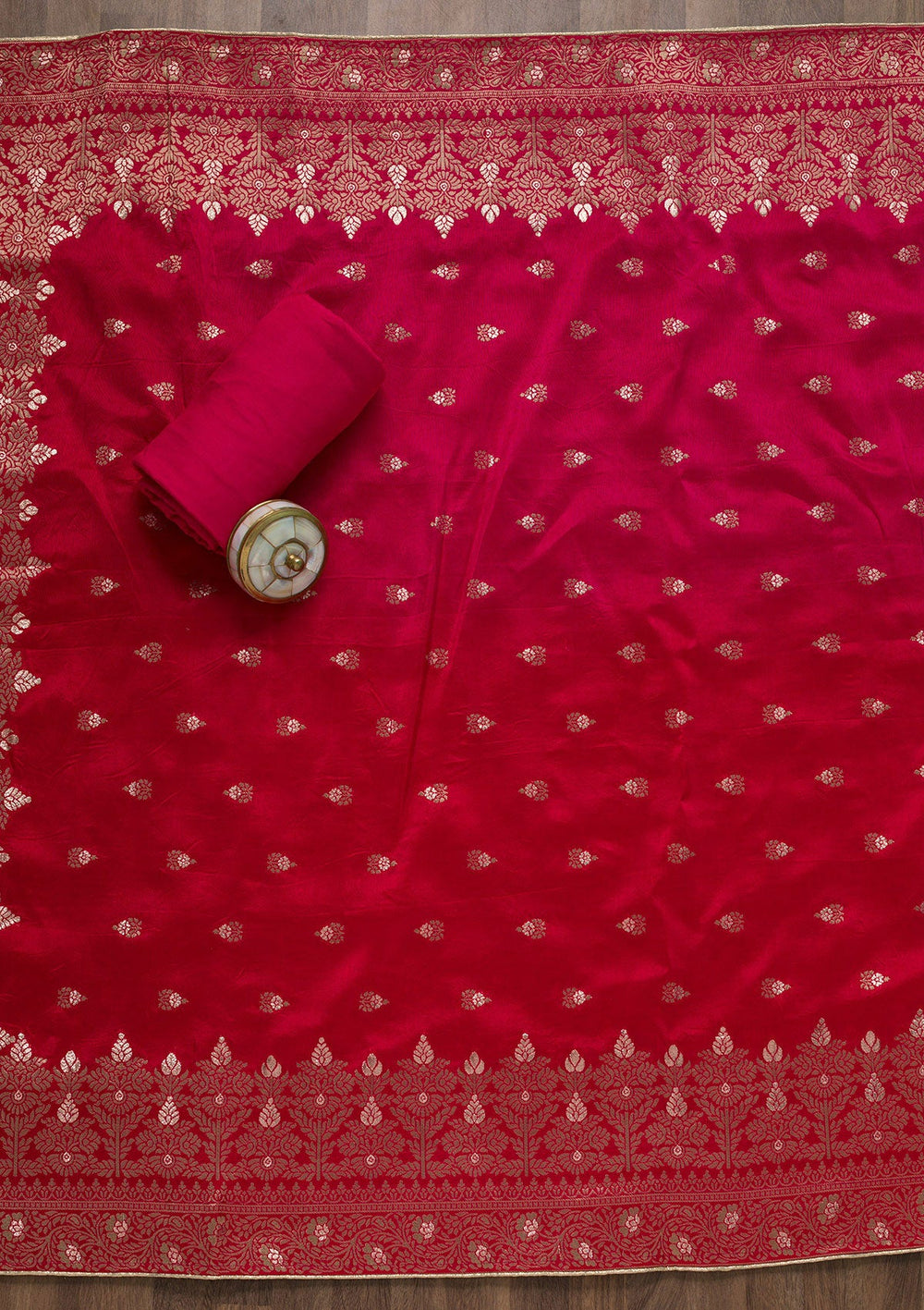 Gold Sequins Semi Crepe Unstitched Salwar Kameez-Koskii