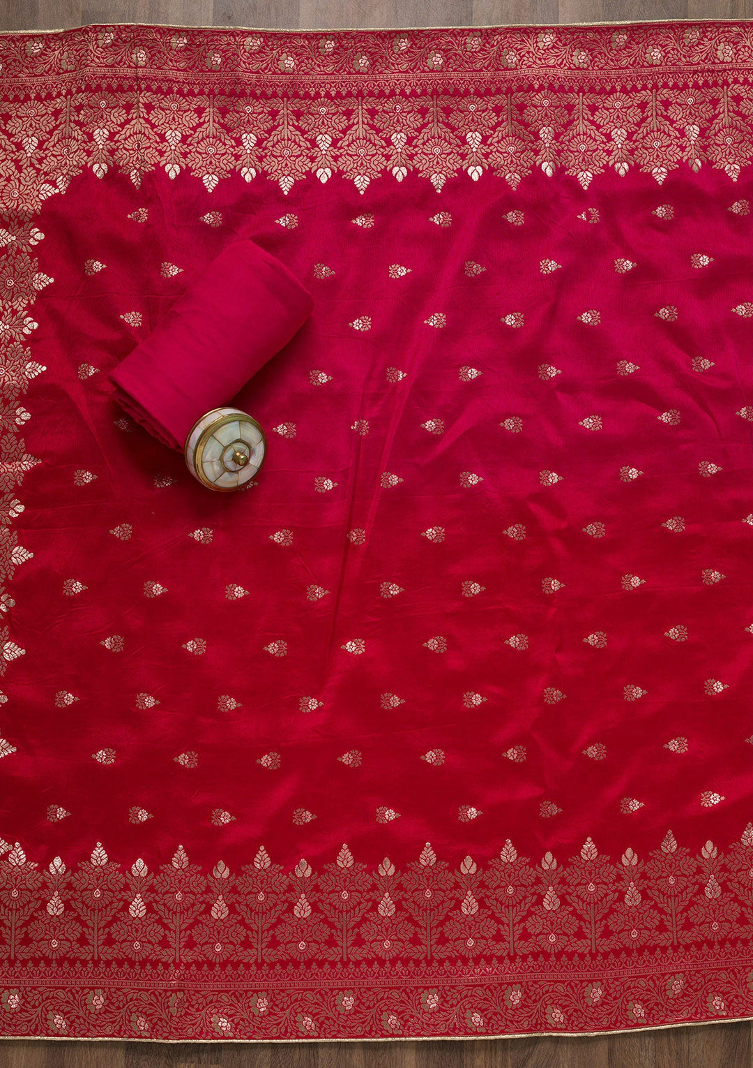 Gold Sequins Semi Crepe Unstitched Salwar Kameez-Koskii