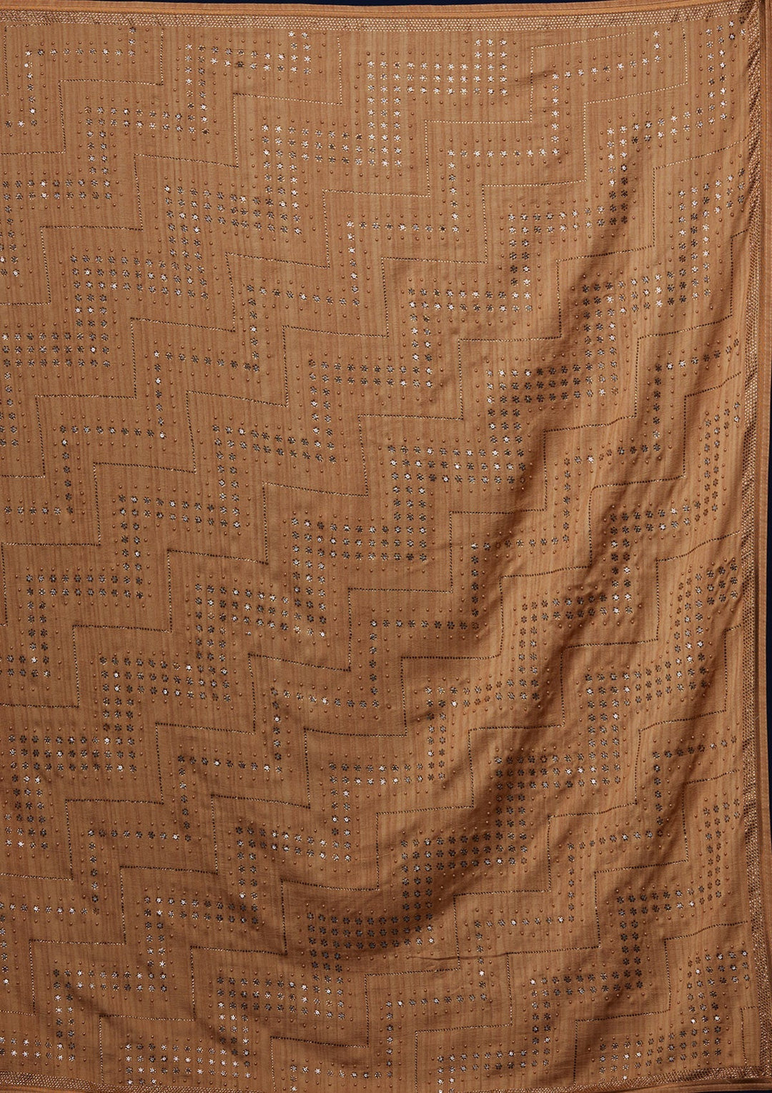 Gold Sequins Semi Crepe Designer Saree - Koskii