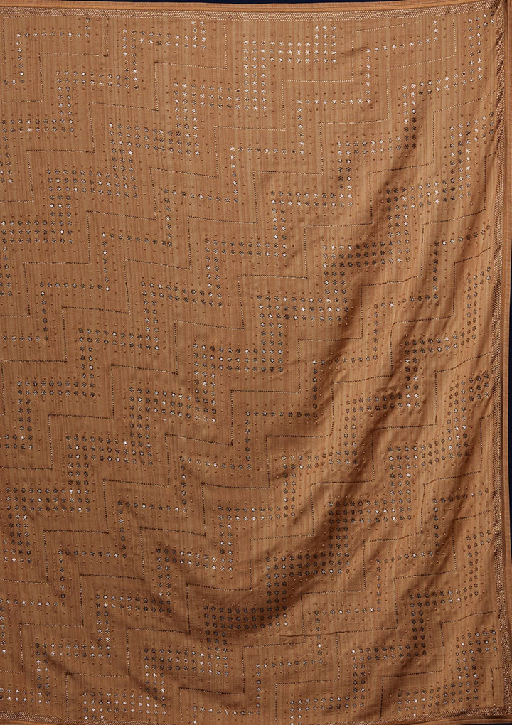 Gold Sequins Semi Crepe Designer Saree - Koskii