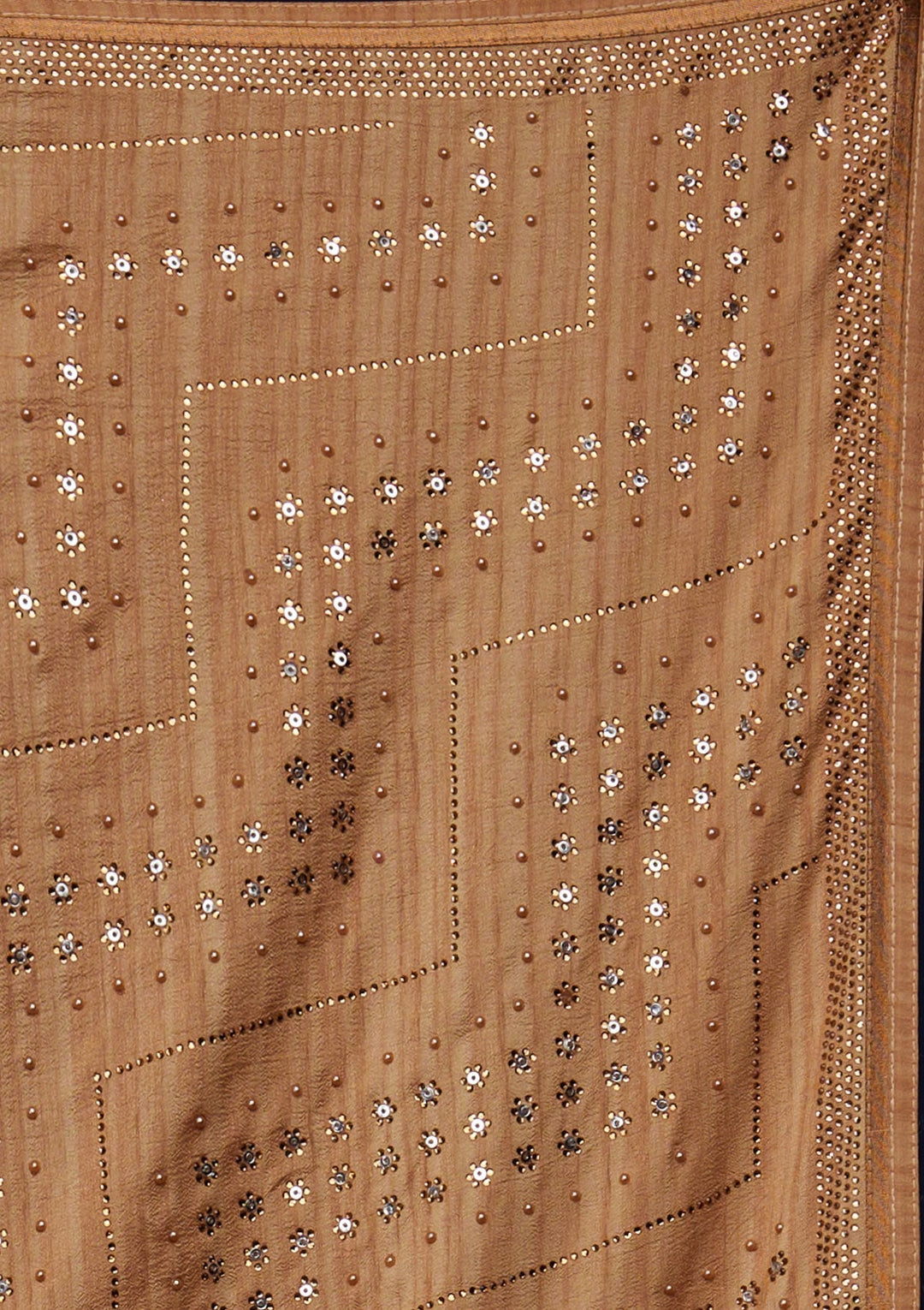 Gold Sequins Semi Crepe Designer Saree - Koskii