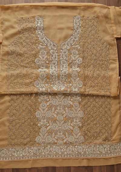 Gold Silver Stonework Georgette Designer Unstitched Salwar Suit - Koskii