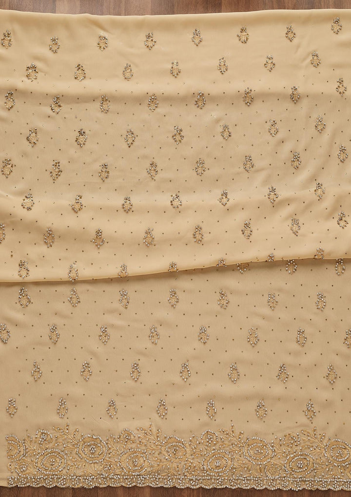 Gold Silver Stonework Georgette Unstitched Salwar Suit-Koskii