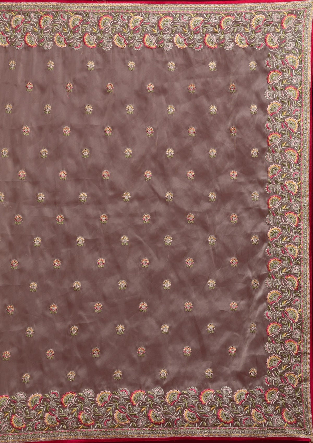Gold Silver Stonework Tissue Designer Saree - koskii
