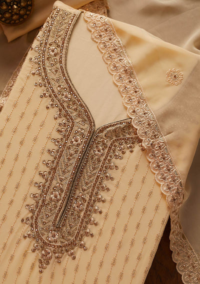 Gold Stonework Georgette Designer Unstitched Salwar Suit - koskii