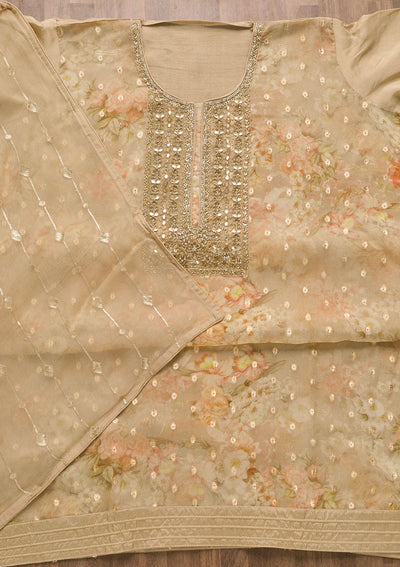 Gold Stonework Georgette Unstitched Salwar Suit-Koskii