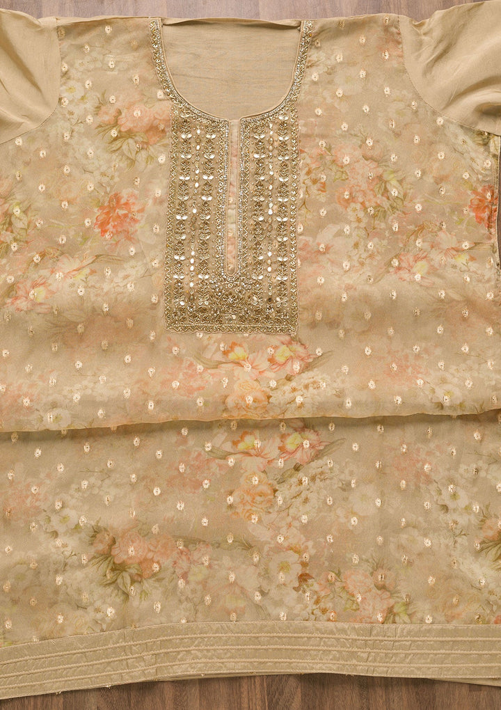 Gold Stonework Georgette Unstitched Salwar Suit-Koskii