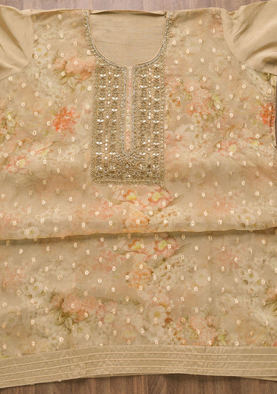 Gold Stonework Georgette Unstitched Salwar Suit-Koskii