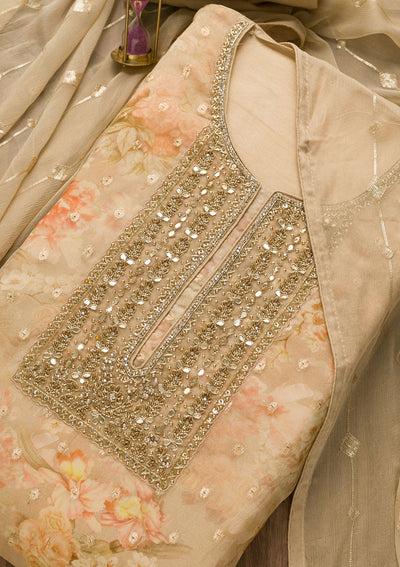 Gold Stonework Georgette Unstitched Salwar Suit-Koskii