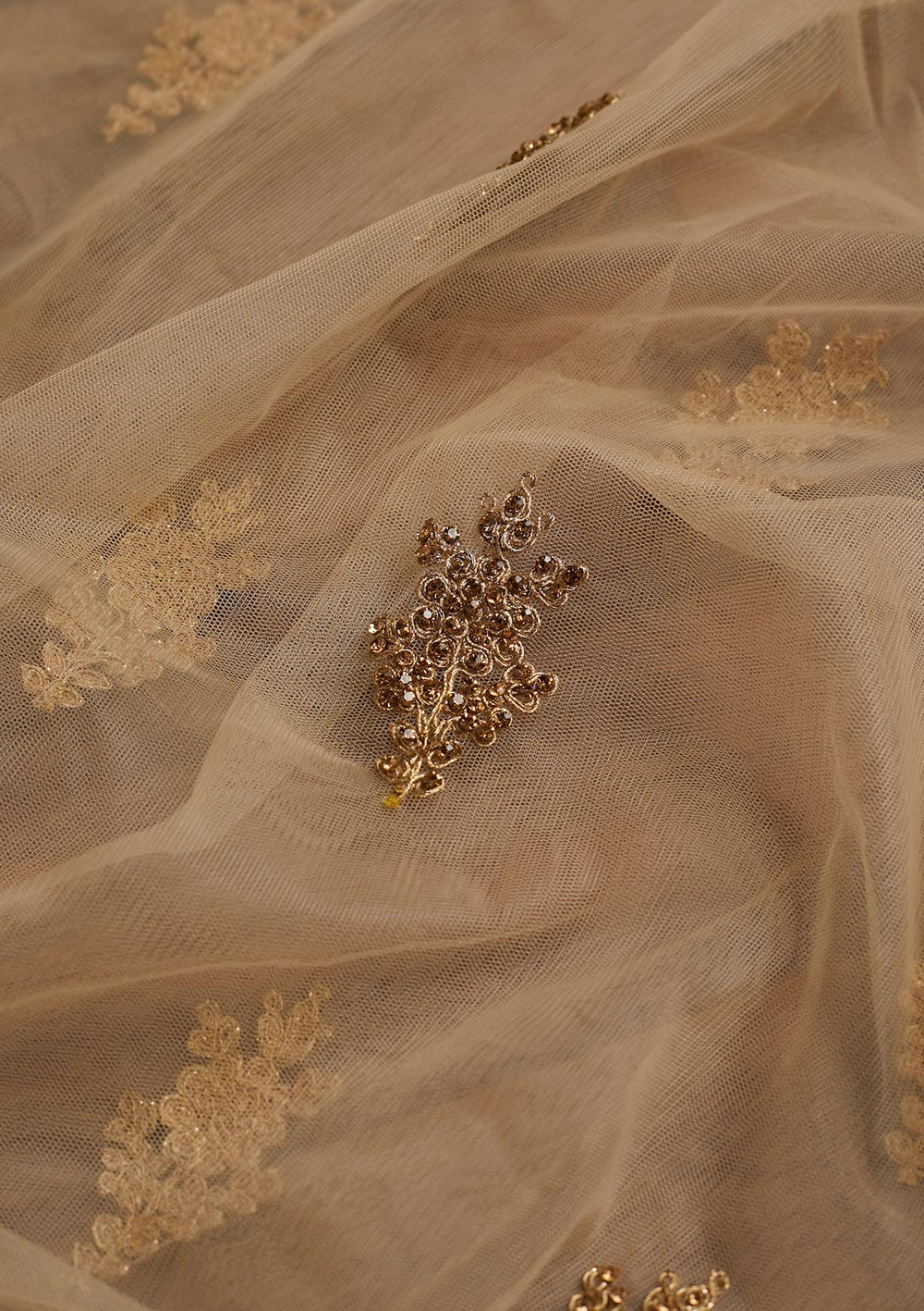 Gold Stonework Net Dupatta - Koskii
