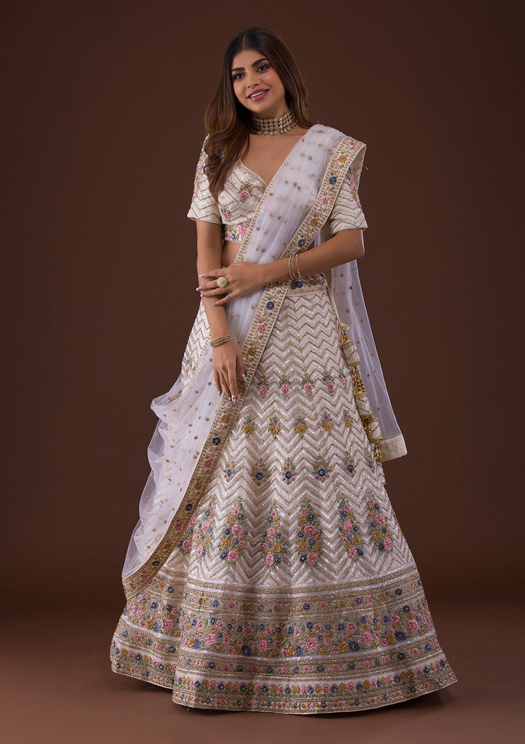 Gold Stonework Net Lehenga-Koskii