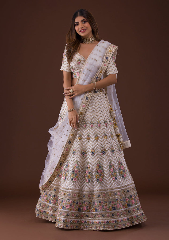 Gold Stonework Net Lehenga-Koskii
