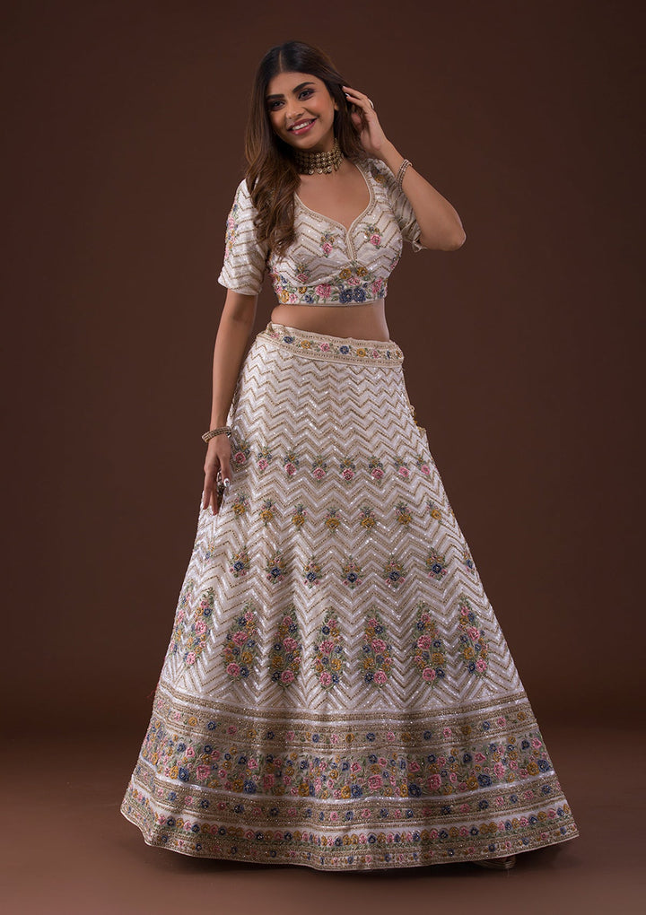 Gold Stonework Net Lehenga-Koskii